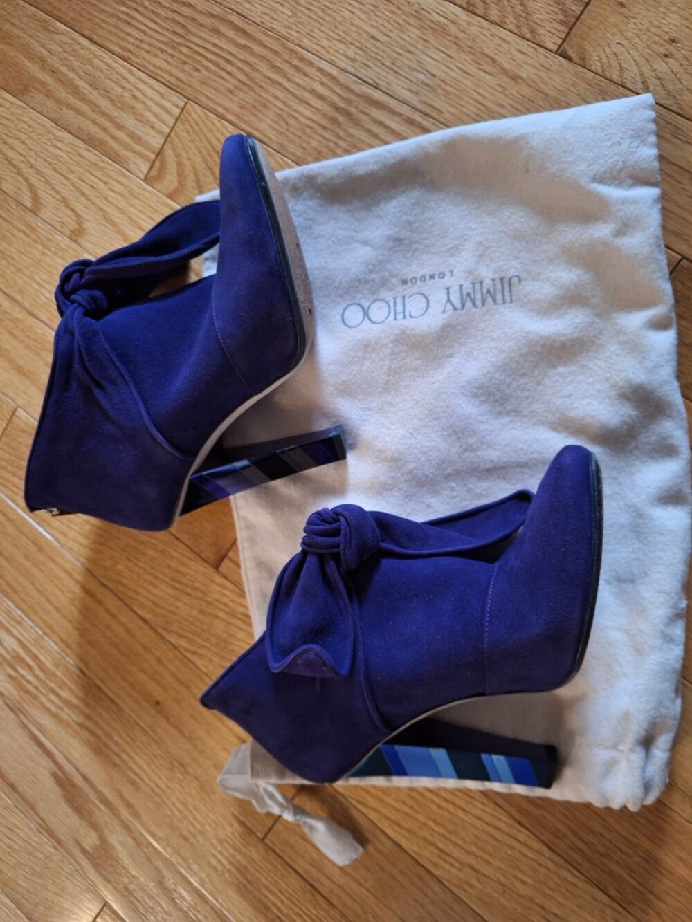 Jimmy Choo Colorblock heel purple suede booties - Picture 8 of 16